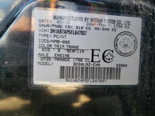 Photo 10 from auction – 2015 NISSAN SENTRA S with VIN 3N1AB7AP5FL647057