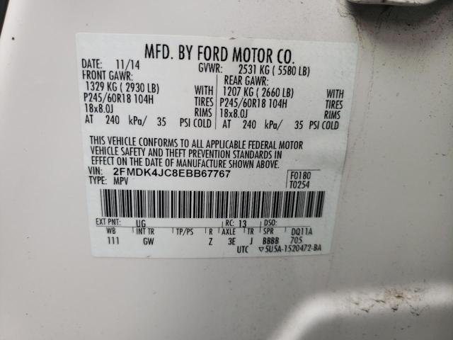Photo 10 from auction – 2014 FORD EDGE SEL with VIN 2FMDK4JC8EBB67767