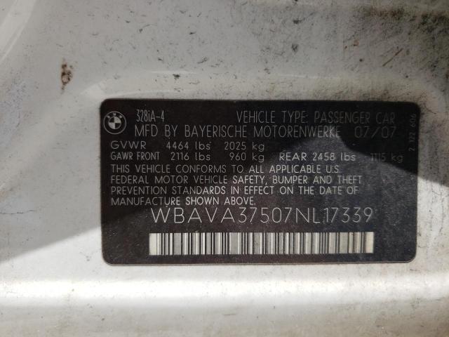 Photo 10 from auction – 2007 BMW 328 I with VIN WBAVA37507NL17339