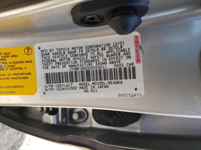 Photo 10 from auction – 2002 LEXUS ES 300 with VIN JTHBF30G320029211