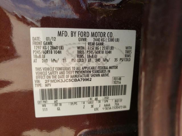 Photo 10 from auction – 2012 FORD EDGE SEL with VIN 2FMDK3JC5CBA79962