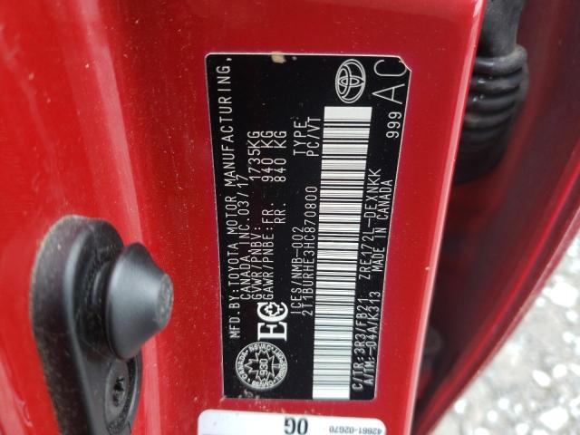 Photo 10 from auction – 2017 TOYOTA COROLLA L with VIN 2T1BURHE3HC870800