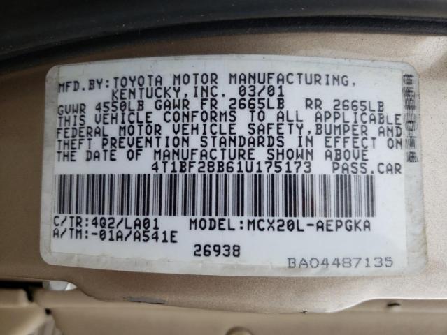 Photo 10 from auction – 2001 TOYOTA AVALON XL with VIN 4T1BF28B61U175173
