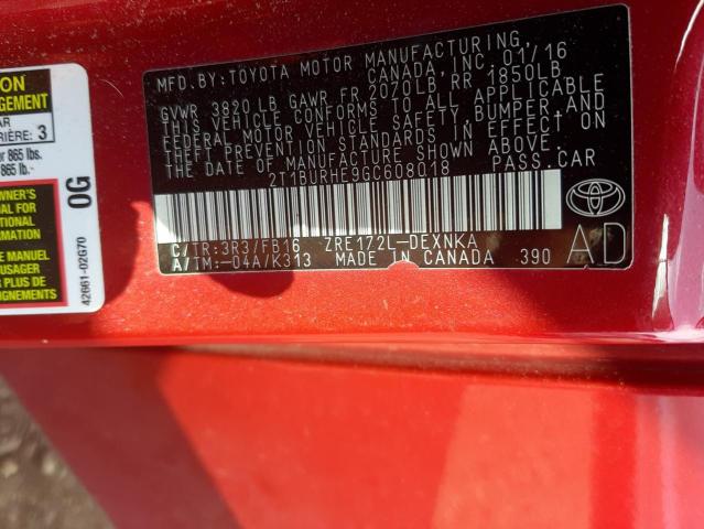 Photo 10 from auction – 2016 TOYOTA COROLLA L with VIN 2T1BURHE9GC608018