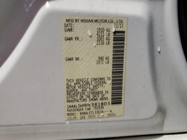 Photo 10 from auction – 2015 NISSAN ALTIMA 2.5 with VIN 1N4AL3AP8FN381803