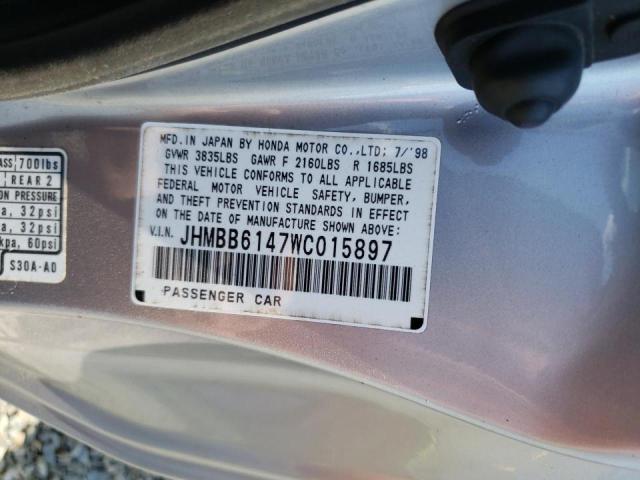 Photo 10 from auction – 1998 HONDA PRELUDE with VIN JHMBB6147WC015897