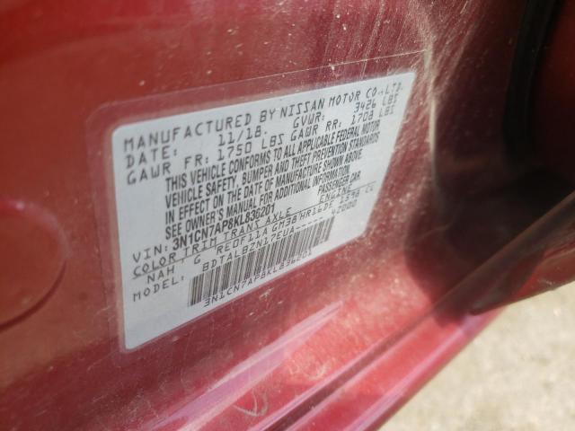 Photo 10 from auction – 2019 NISSAN VERSA S with VIN 3N1CN7AP8KL836201
