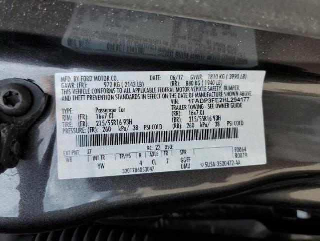 Photo 10 from auction – 2017 FORD FOCUS SE with VIN 1FADP3FE2HL294177