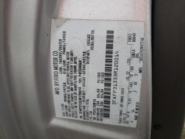Photo 10 from auction – 2003 FORD FOCUS ZX3 with VIN 3FAFP31333R120014