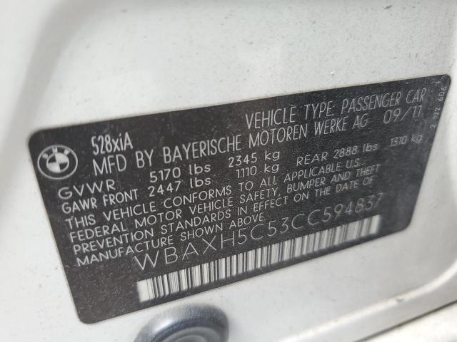 Photo 10 from auction – 2012 BMW 528 XI with VIN WBAXH5C53CC594837