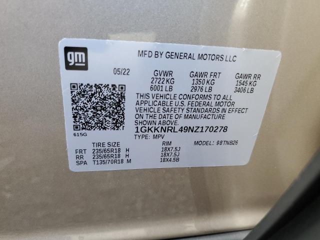 Photo 10 from auction – 2022 GMC ACADIA SLE with VIN 1GKKNRL49NZ170278