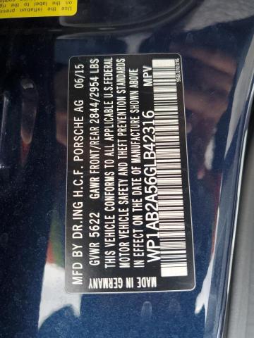 Photo 10 from auction – 2016 PORSCHE MACAN S with VIN WP1AB2A56GLB42316