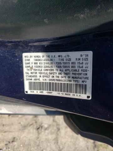 Photo 10 from auction – 2004 HONDA CR-V EX with VIN SHSRD78884U253789