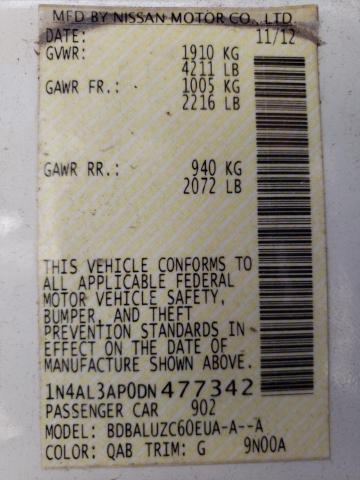 Photo 10 from auction – 2013 NISSAN ALTIMA 2.5 with VIN 1N4AL3AP0DN477342