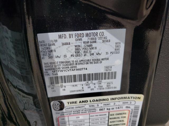 Photo 10 from auction – 2010 FORD F150 SUPER with VIN 1FTFW1CV7AFA62774
