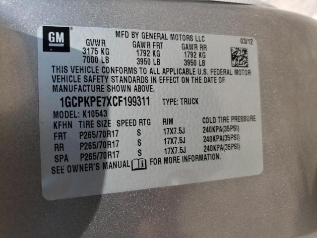 Photo 10 from auction – 2012 CHEVROLET SILVERADO with VIN 1GCPKPE7XCF199311
