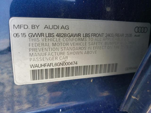 Photo 10 from auction – 2016 AUDI A4 PREMIUM with VIN WAUHFAFL6GN000474