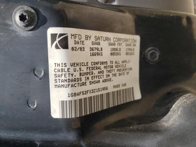 Photo 10 from auction – 2003 SATURN ION LEVEL with VIN 1G8AF52FX3Z151956