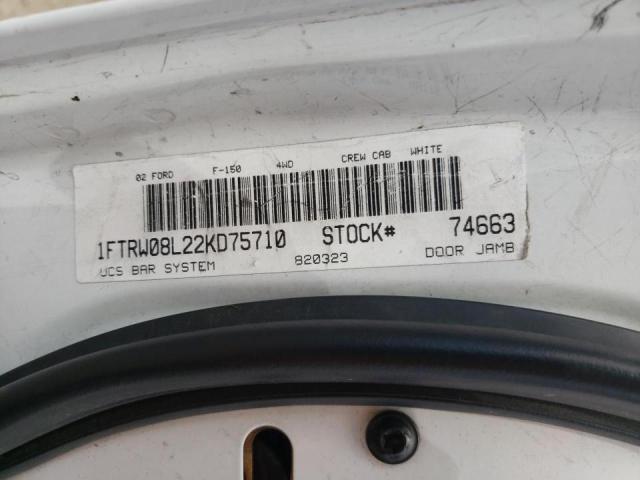 Photo 10 from auction – 2002 FORD F150 SUPER with VIN 1FTRW08L22KD75710