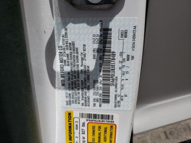 Photo 10 from auction – 2018 FORD FUSION SE with VIN 3FA6P0LU8JR178489