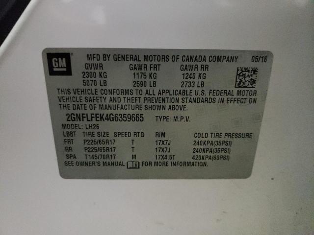 Photo 10 from auction – 2016 CHEVROLET EQUINOX LT with VIN 2GNFLFEK4G6359665