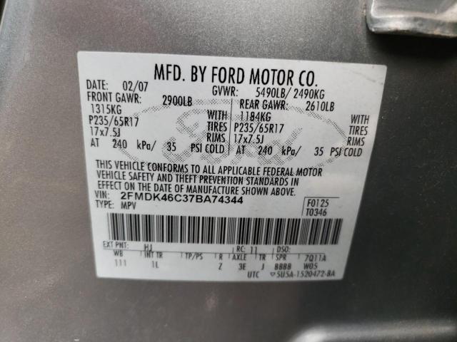 Photo 10 from auction – 2007 FORD EDGE SE with VIN 2FMDK46C37BA74344