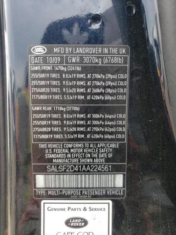 Photo 10 from auction – 2010 LAND ROVER RANGE ROVE with VIN SALSF2D41AA224561