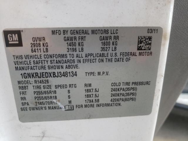 Photo 10 from auction – 2011 CHEVROLET TRAVERSE L with VIN 1GNKRJEDXBJ348134