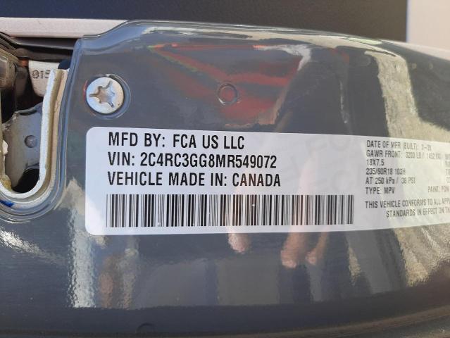 Photo 10 from auction – 2021 CHRYSLER PACIFICA L with VIN 2C4RC3GG8MR549072