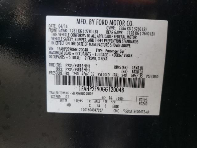 Photo 10 from auction – 2016 FORD TAURUS SEL with VIN 1FAHP2E90GG120048