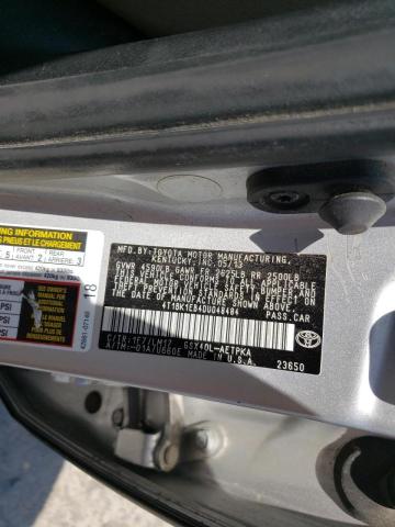 Photo 10 from auction – 2013 TOYOTA AVALON BAS with VIN 4T1BK1EB4DU048484