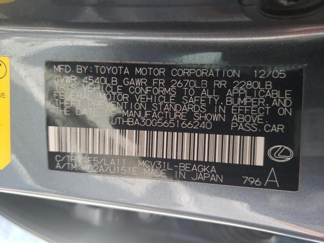 Photo 10 from auction – 2006 LEXUS ES 330 with VIN JTHBA30G565166240