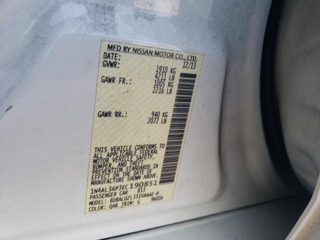 Photo 10 from auction – 2014 NISSAN ALTIMA 2.5 with VIN 1N4AL3AP3EC190851