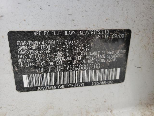Фото 10 с аукциона – 2010 SUBARU IMPREZA 2. с VIN JF1GH6A66AG807408