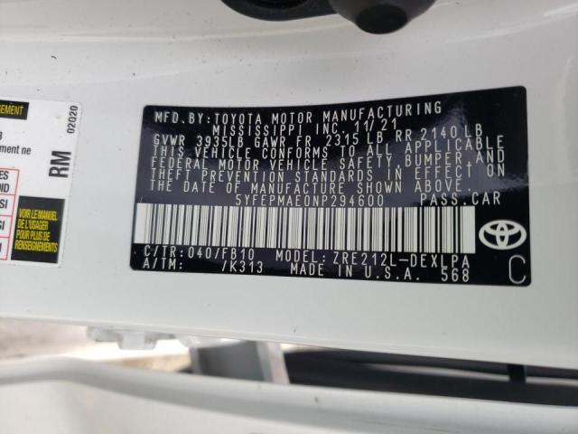 Photo 10 from auction – 2022 TOYOTA COROLLA LE with VIN 5YFEPMAE0NP294600