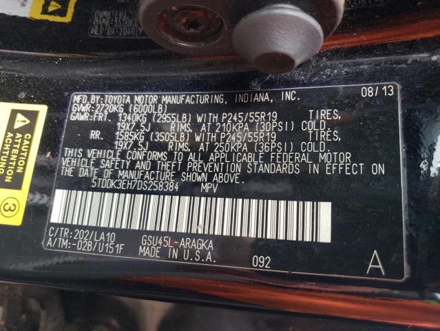 Photo 10 from auction – 2013 TOYOTA HIGHLANDER with VIN 5TDDK3EH7DS258384