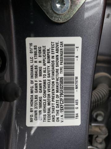 Photo 10 from auction – 2016 HONDA CIVIC EX with VIN 19XFC2F79GE025806