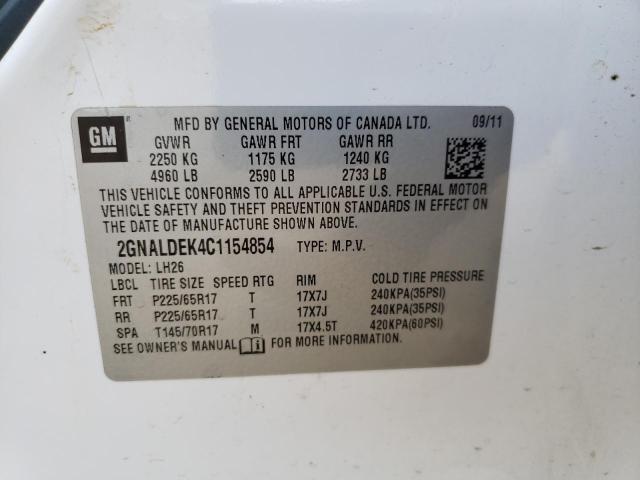 Photo 10 from auction – 2012 CHEVROLET EQUINOX LT with VIN 2GNALDEK4C1154854