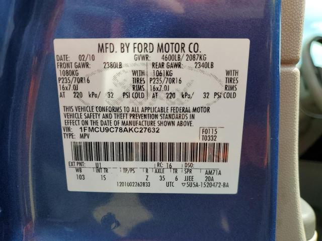 Photo 10 from auction – 2010 FORD ESCAPE XLS with VIN 1FMCU9C78AKC27632
