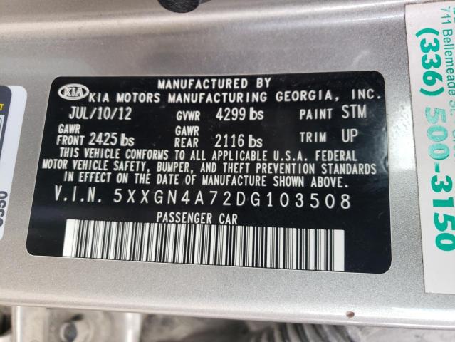 Photo 10 from auction – 2013 KIA OPTIMA EX with VIN 5XXGN4A72DG103508