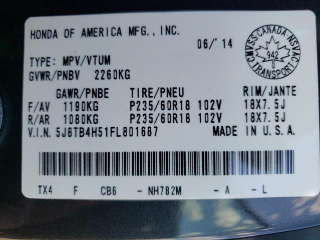 Photo 10 from auction – 2015 ACURA RDX TECHNO with VIN 5J8TB4H51FL801687