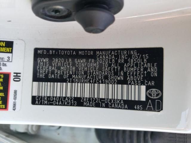 Photo 10 from auction – 2015 TOYOTA COROLLA L with VIN 2T1BURHE4FC419002