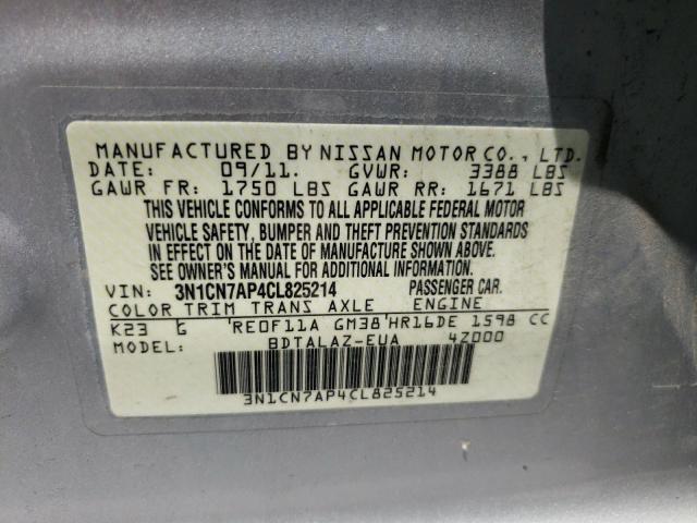 Photo 10 from auction – 2012 NISSAN VERSA S with VIN 3N1CN7AP4CL825214