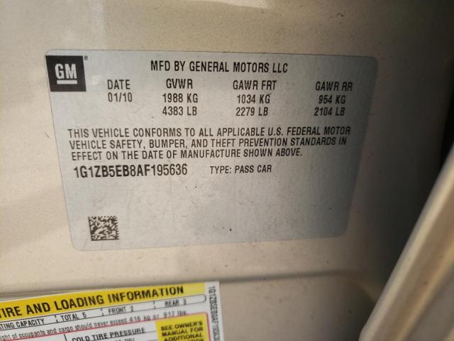 Photo 10 from auction – 2010 CHEVROLET MALIBU LS with VIN 1G1ZB5EB8AF195636