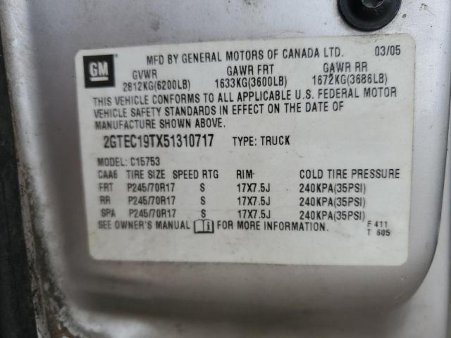 Photo 10 from auction – 2005 GMC NEW SIERRA with VIN 2GTEC19TX51310717