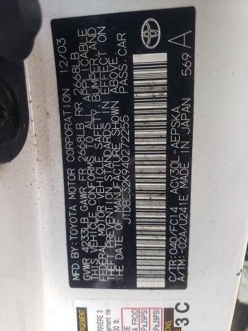 Photo 10 from auction – 2004 TOYOTA CAMRY LE with VIN JTDBE32K940272255