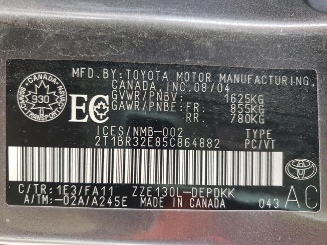 Photo 10 from auction – 2005 TOYOTA COROLLA CE with VIN 2T1BR32E85C864882