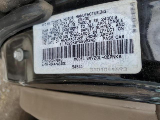 Photo 10 from auction – 2000 TOYOTA CAMRY CE with VIN 4T1BG22K9YU998342