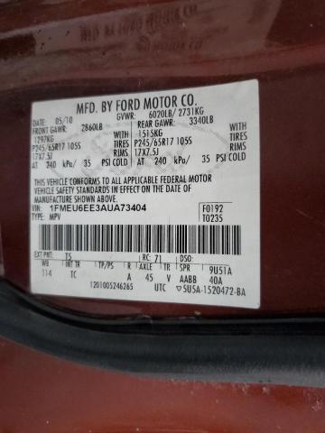 Photo 10 from auction – 2010 FORD EXPLORER E with VIN 1FMEU6EE3AUA73404