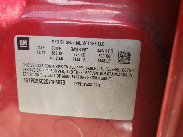 Photo 10 from auction – 2012 CHEVROLET CRUZE LT with VIN 1G1PG5SC2C7185073
